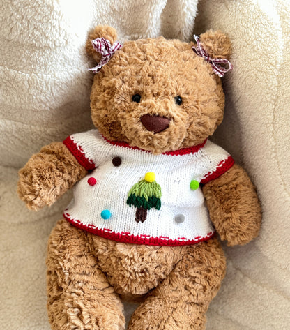 Bart Bear Christmas Jumpers – Handmade Knit Sweaters for Jellycat Bartholomew (Custom Sizes)