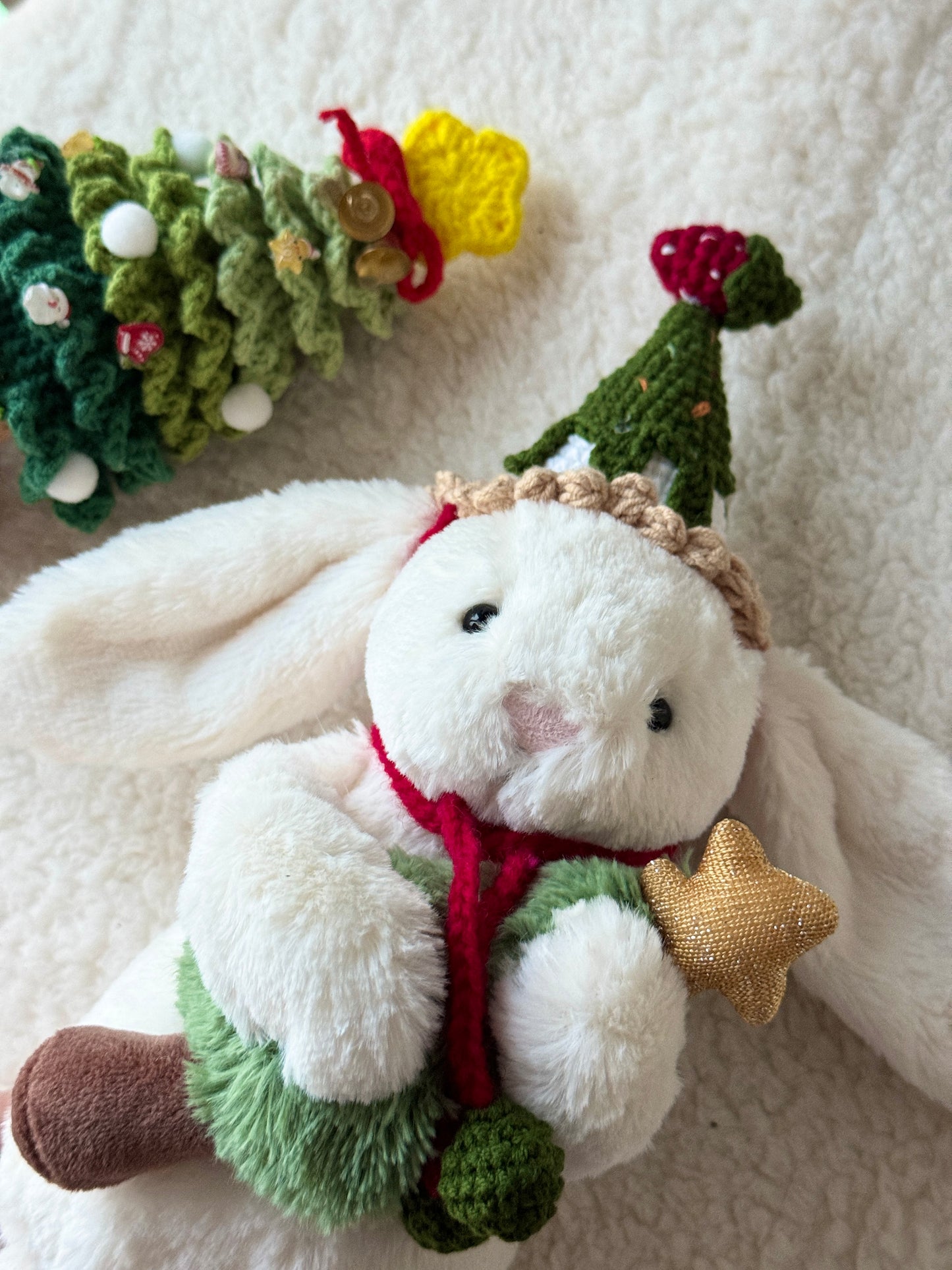 Scene with larger crochet tree decor