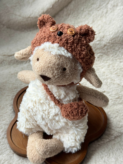 Bear Hat & Bag Set for Jellycat Lollie Lamb and Peanut (Similar Size Plushies)