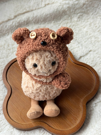 Bear Hat & Bag Set for Jellycat Lollie Lamb and Peanut (Similar Size Plushies)