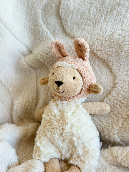 Cream and Brown Bunny Bonnet for Jellycat Lollie Lamb | Crochet Rabbit Hat Outfit