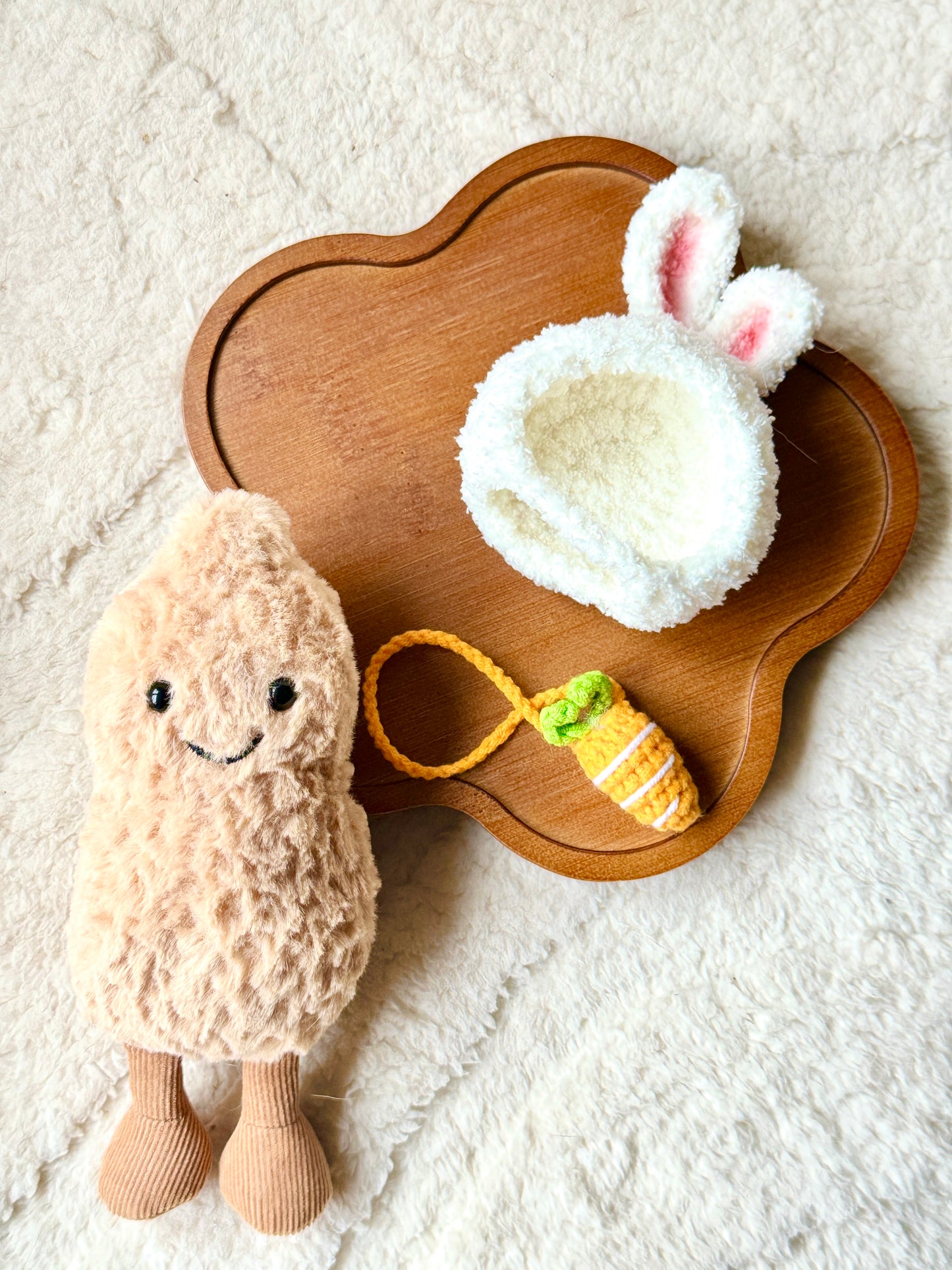 Bunny Hat & Carrot Bag Set for Jellycat Little Peanut or Similar-Sized Plushies  – Easter Special! 🌸🥕