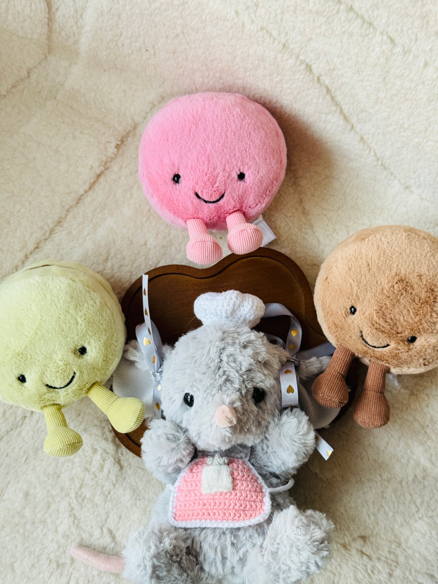 Chef Outfit for Jellycat Yummy Mouse (fit for any yummy plush) – Crochet Hat & Apron Set