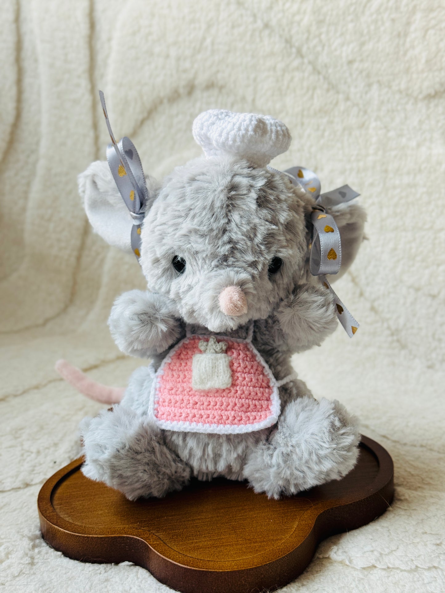 Chef Outfit for Jellycat Yummy Mouse (fit for any yummy plush) – Crochet Hat & Apron Set