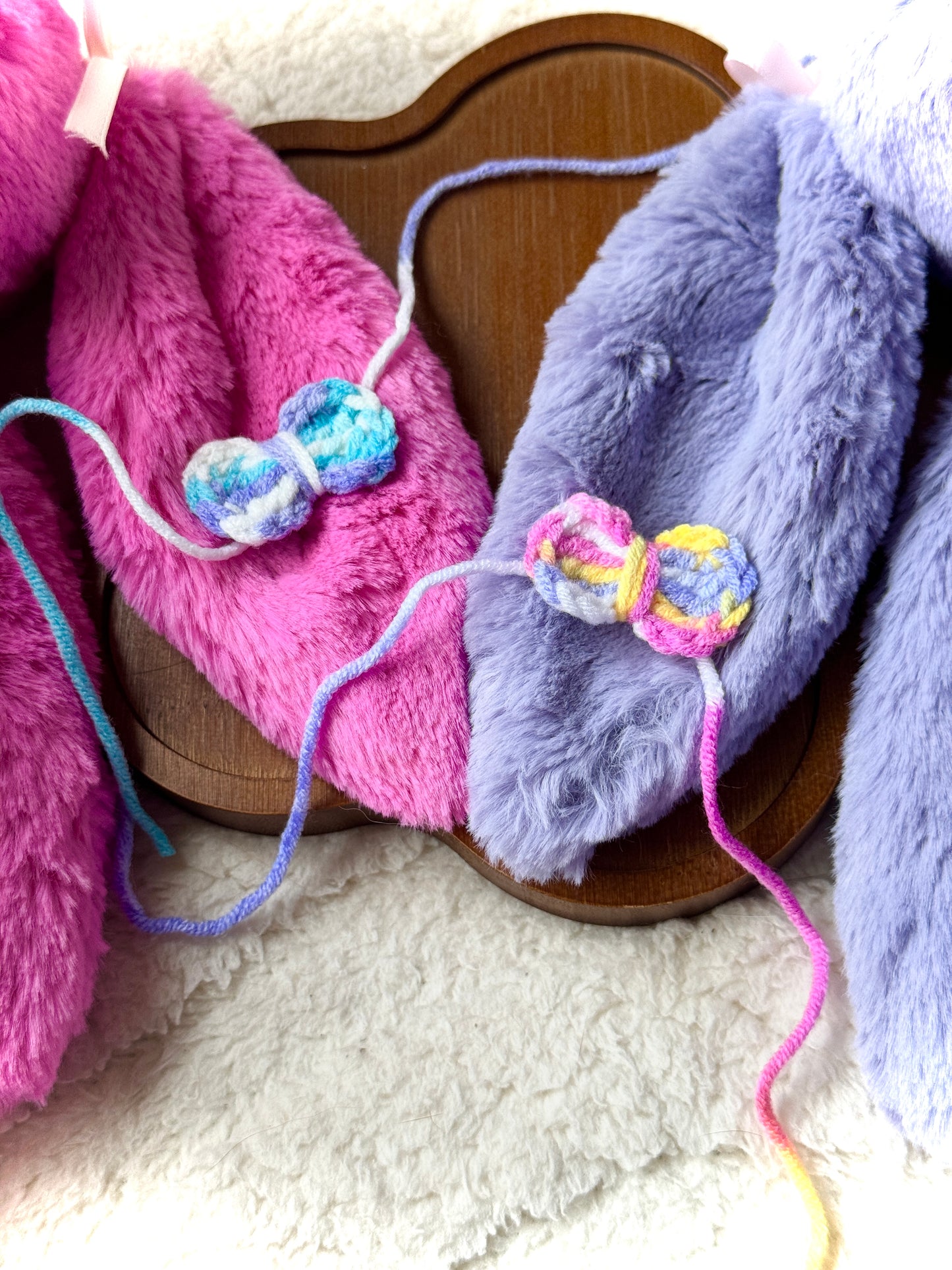 Crochet Bowtie for Jellycat Bunnies - Pastel Rainbow Yarn Bow Accessory