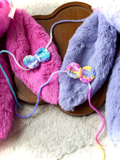 Crochet Bowtie for Jellycat Bunnies - Pastel Rainbow Yarn Bow Accessory