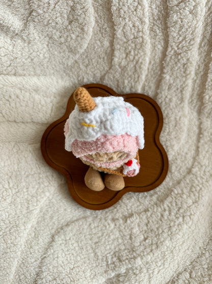 Crochet Ice Cream Outfit for Jellycat Peanut | Handmade Summer Hat & Bag Set