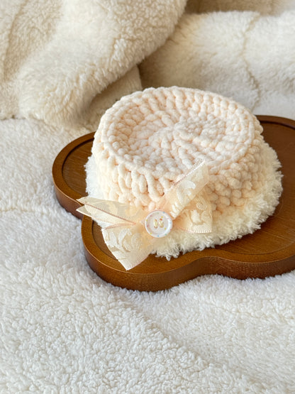 Crochet Plush Nest – Soft Beige Cozy Bed for Jellycat and Plush Toys