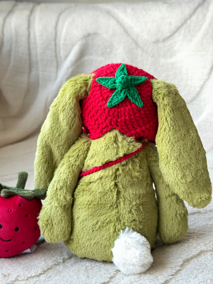 Crochet Strawberry Hat and Bag Set for Jellycat Bashful Bunny