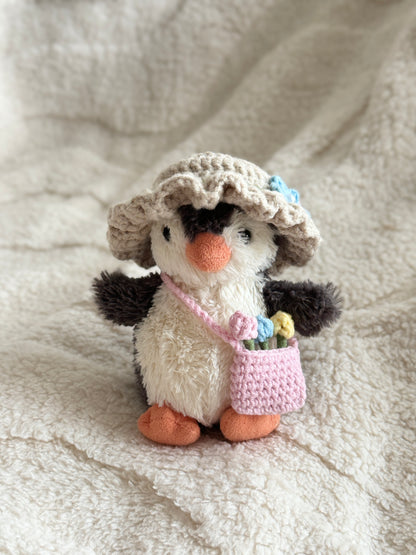 Crochet Sunhat & Mini Bag Set for Jellycat Peanut  – Fit for Similar 15cm Plushie