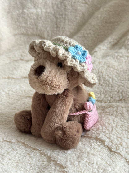 Crochet Sunhat & Mini Bag Set for Jellycat Peanut  – Fit for Similar 15cm Plushie