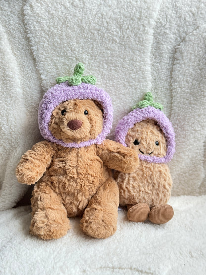 Crochet Aubergine Hat for Jellycats