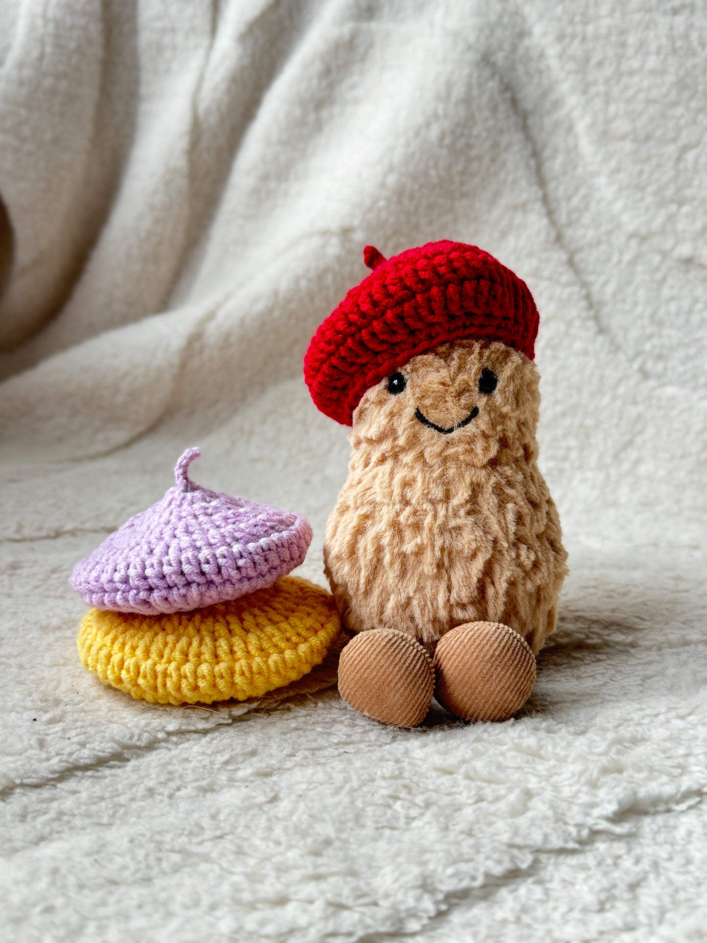 Crochet Beret for Jellycat Amuseables Peanut