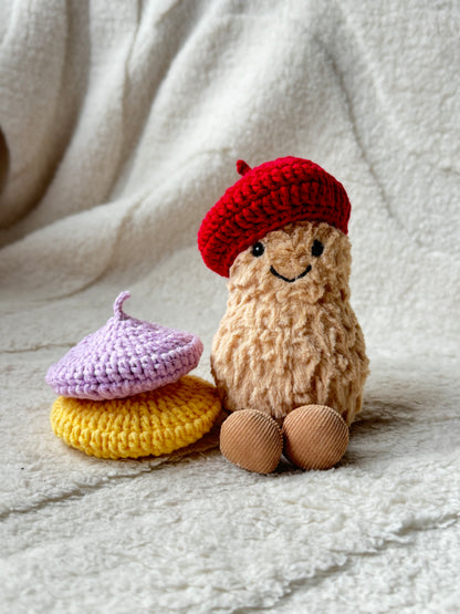 Crochet Beret for Jellycat Amuseables Peanut