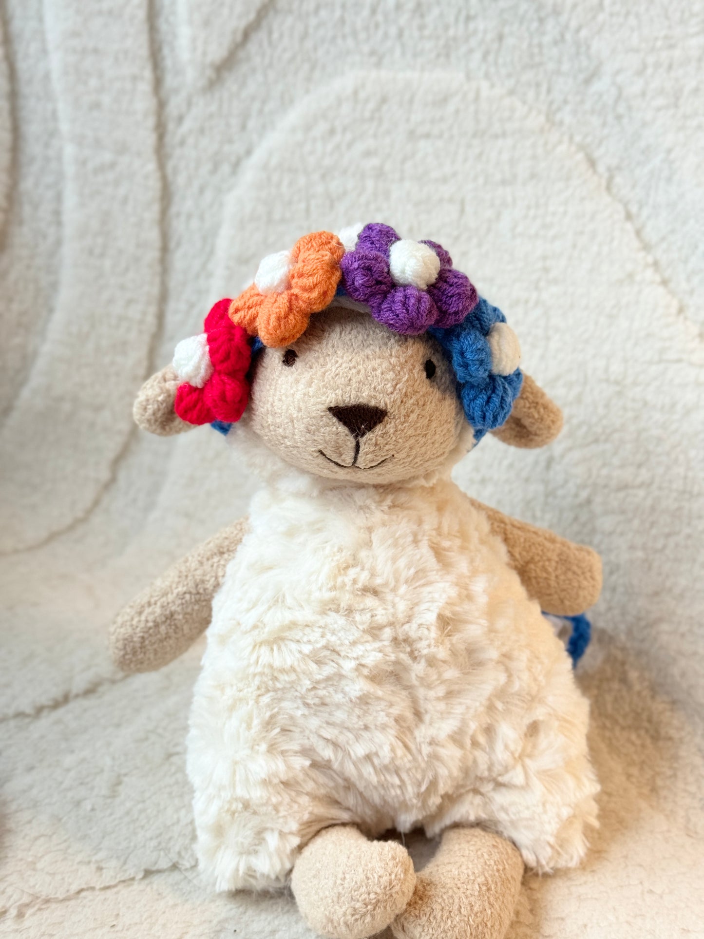 🌸 Crochet Floral Headband for Jellycat Lollie Lamb Small Size  – Adjustable & Adorable! 🌼