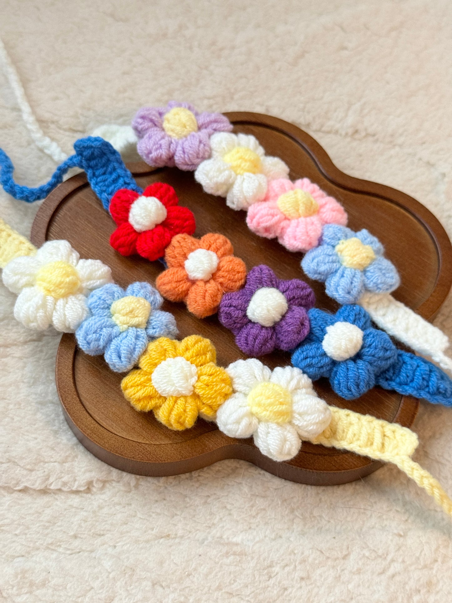 🌸 Crochet Floral Headband for Jellycat Lollie Lamb Small Size  – Adjustable & Adorable! 🌼