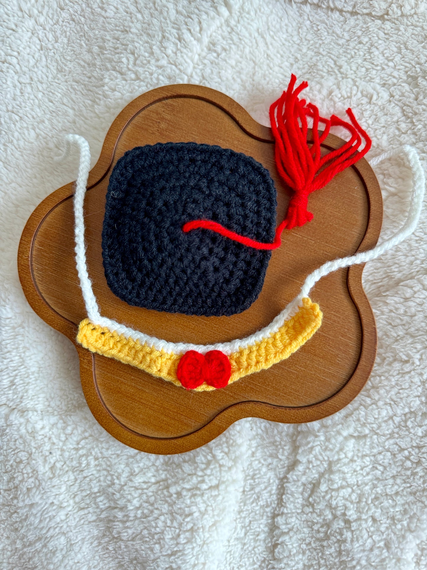 Graduation Outfit for Jellycat & Similar Size Plush – Crochet Cap & Collar Set