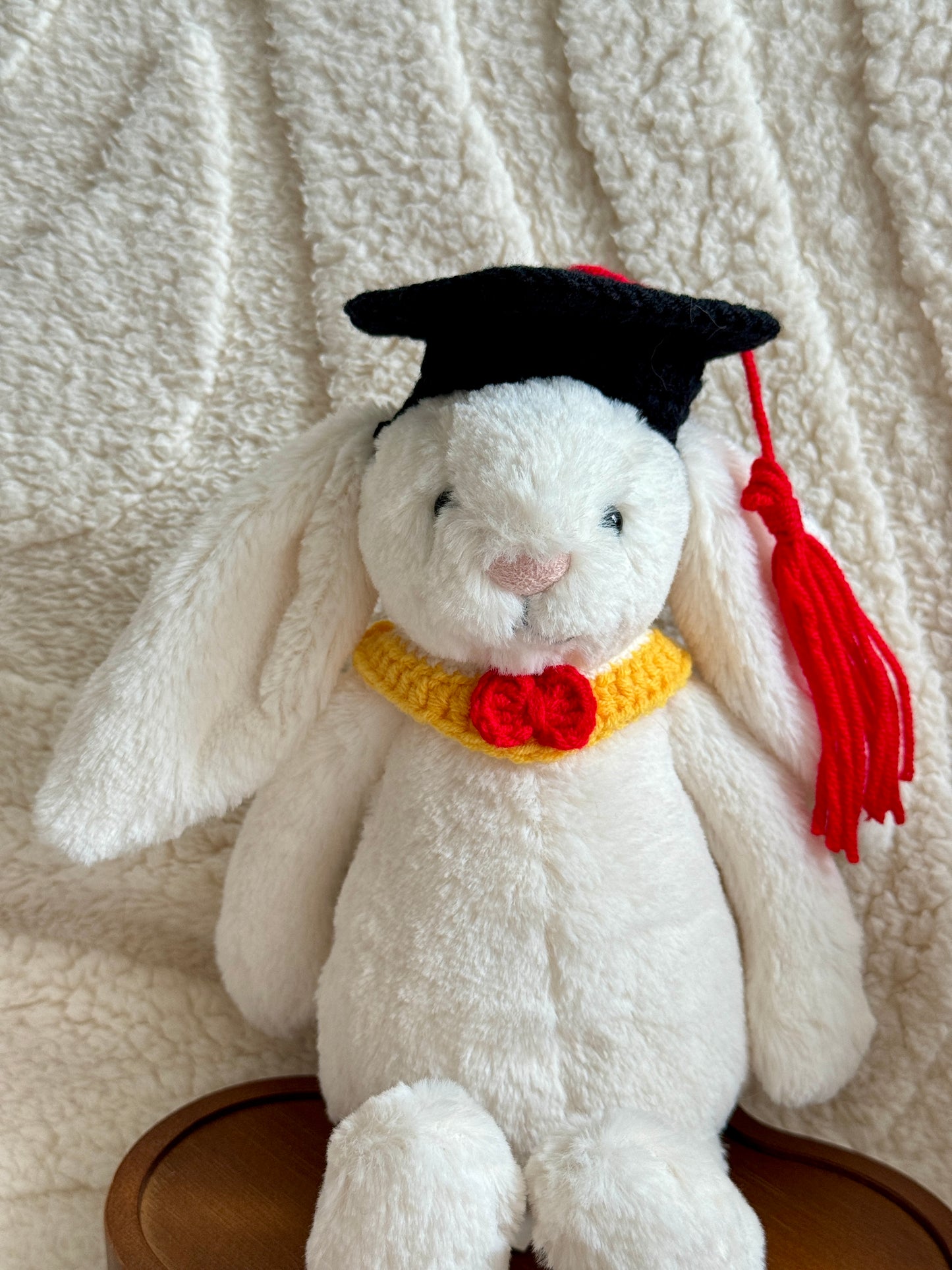 Graduation Outfit for Jellycat & Similar Size Plush – Crochet Cap & Collar Set