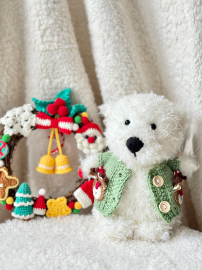 Green Reindeer Christmas Cardigan for Jellycat Littles & Junior Bartholomew