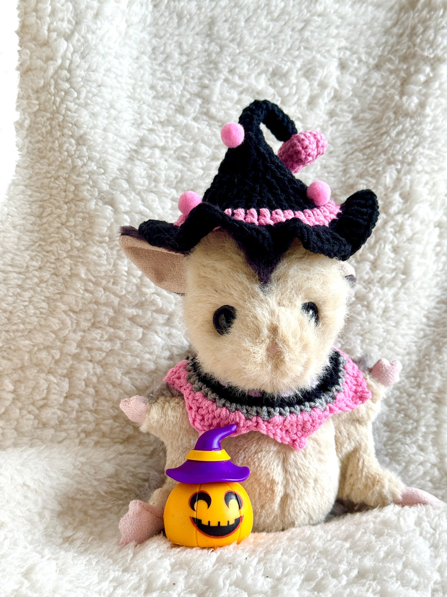 Festive Halloween outfit for Jellycat plush toys styled for spooky season