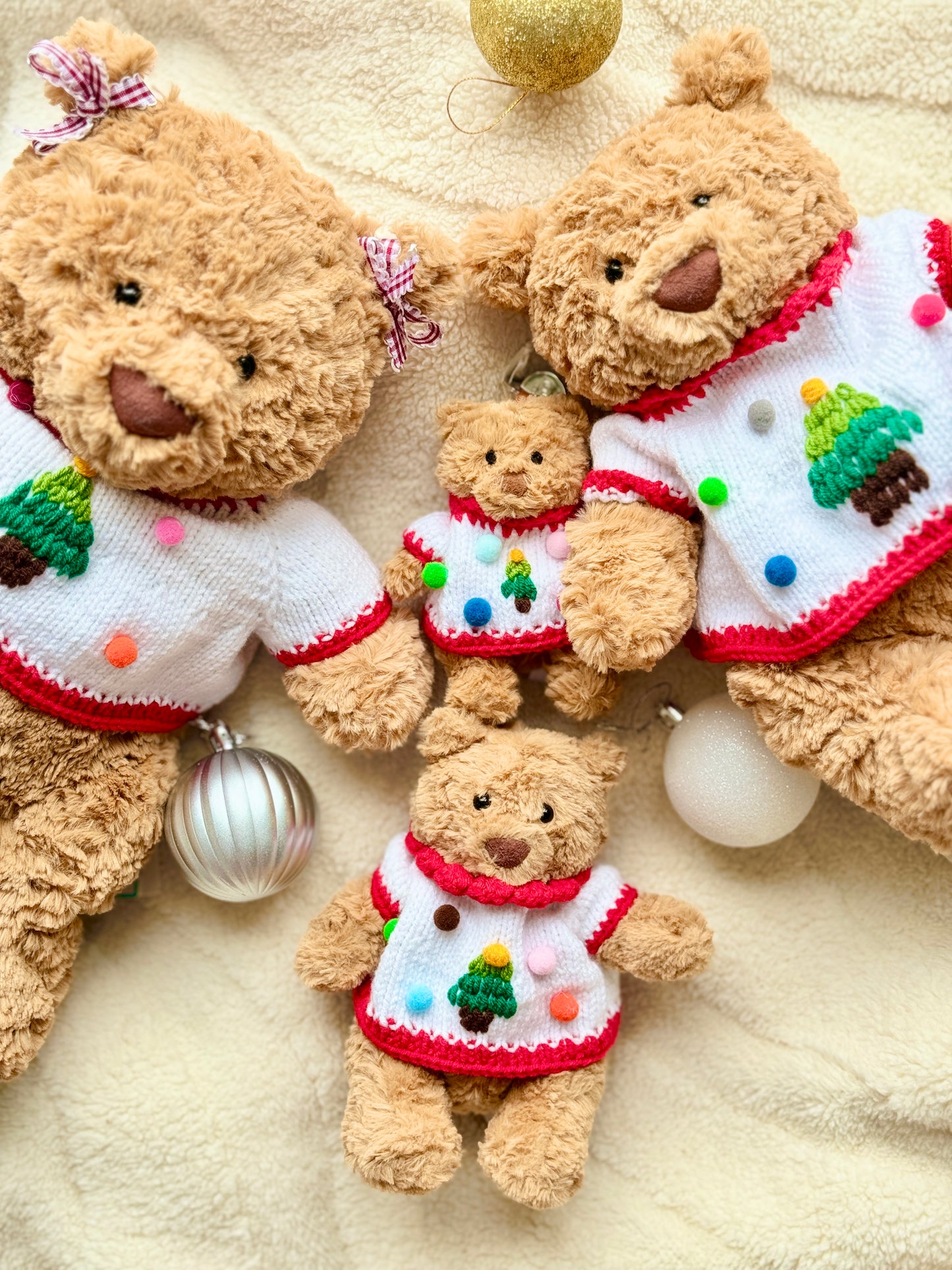 Bart Bear Christmas Jumpers – Handmade Knit Sweaters for Jellycat Bartholomew (Custom Sizes)
