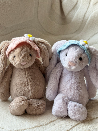 Crochet Daisy Sun Hats for Jellycat Bashful Bunnies