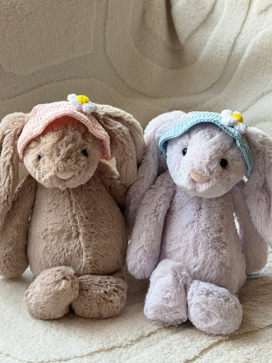 Crochet Daisy Sun Hats for Jellycat Bashful Bunnies
