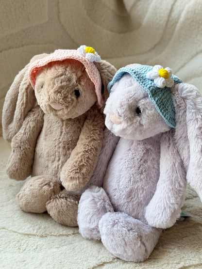 Crochet Daisy Sun Hats for Jellycat Bashful Bunnies