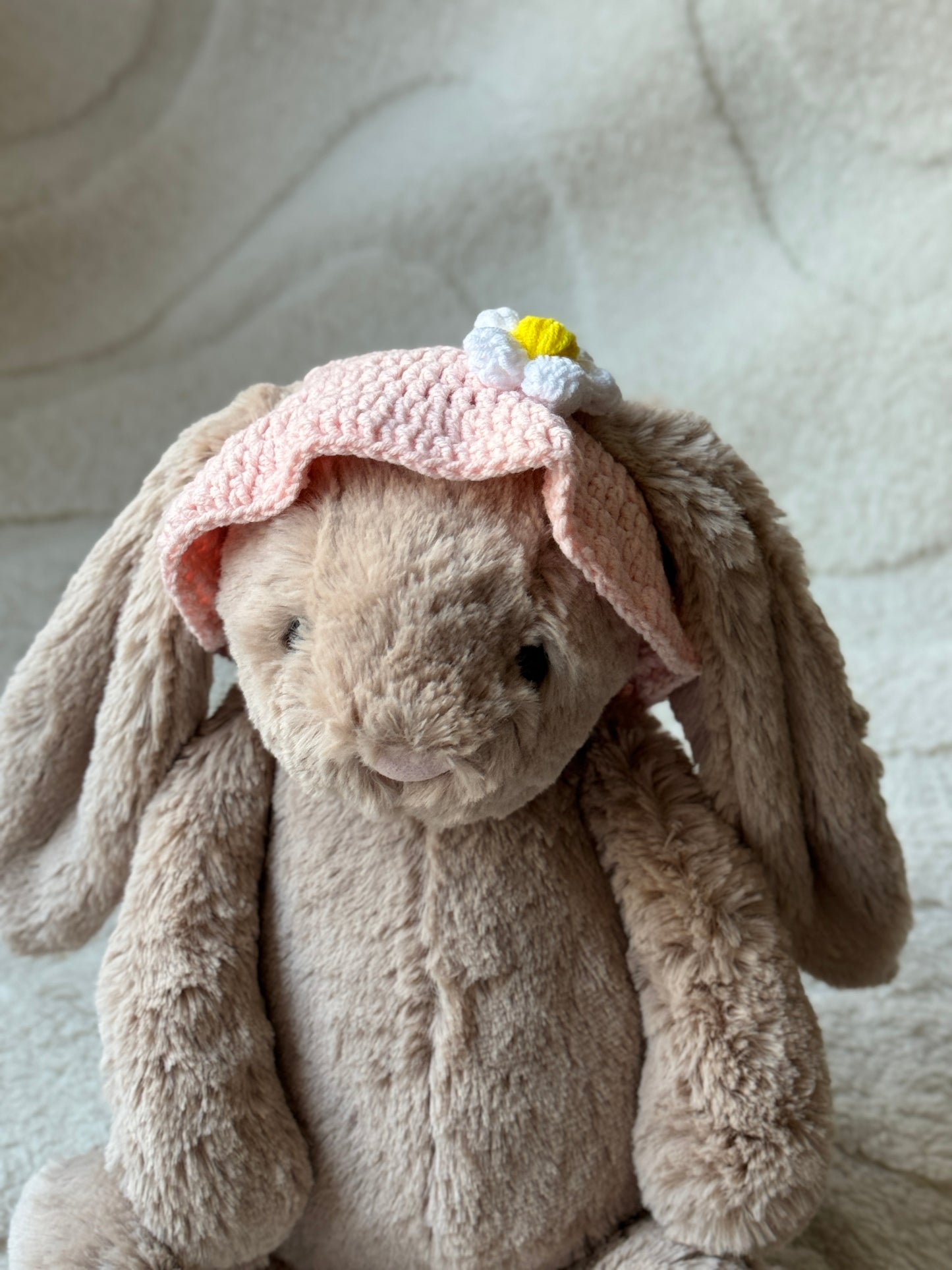 Crochet Daisy Sun Hats for Jellycat Bashful Bunnies