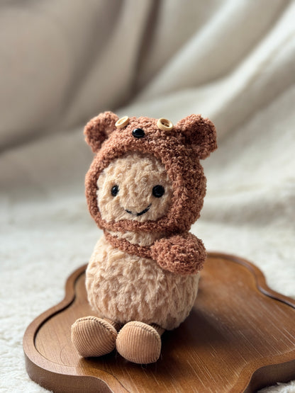 Bear Hat & Bag Set for Jellycat Lollie Lamb and Peanut (Similar Size Plushies)