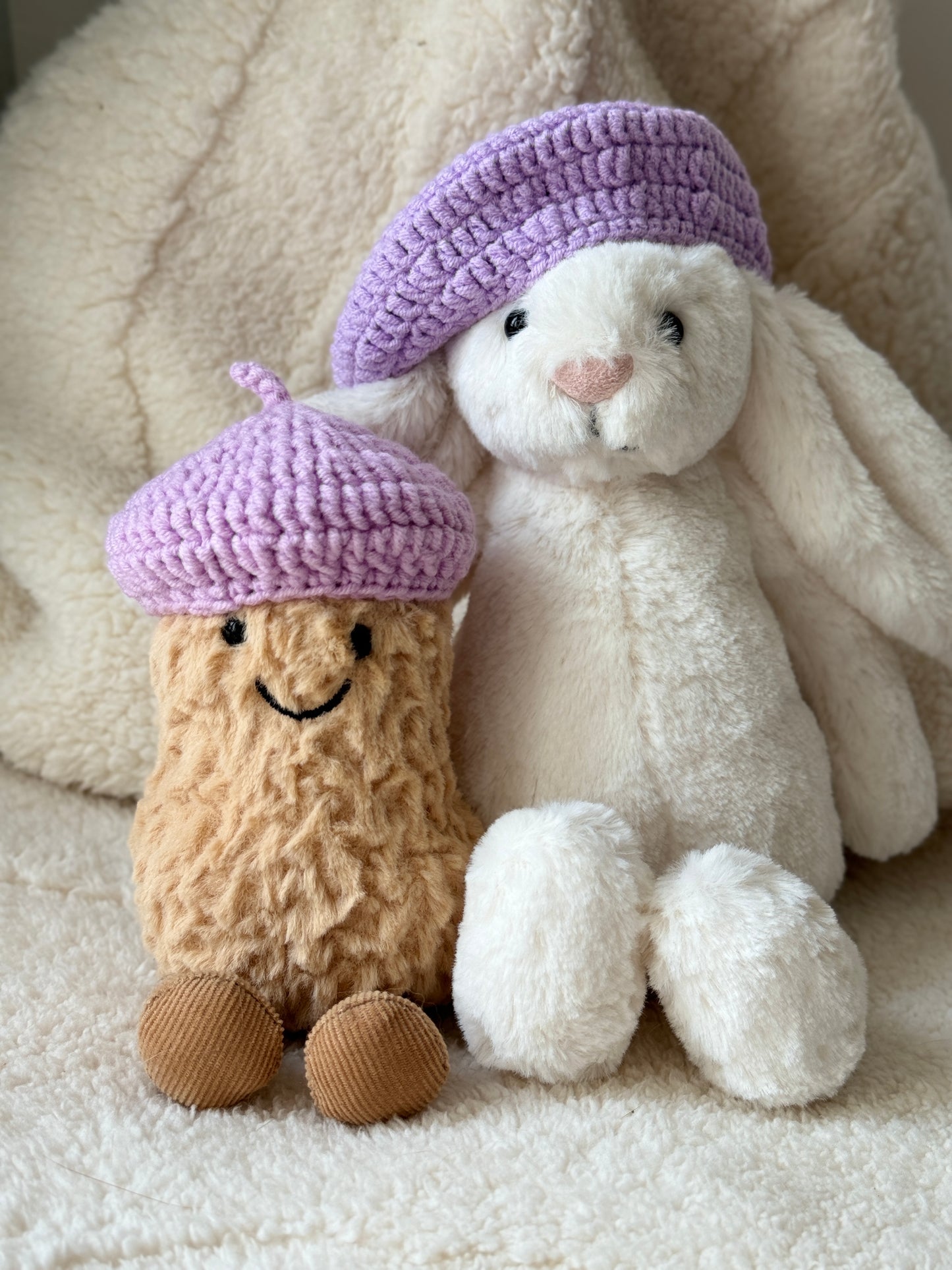 Crochet Beret for Jellycat Amuseables Peanut