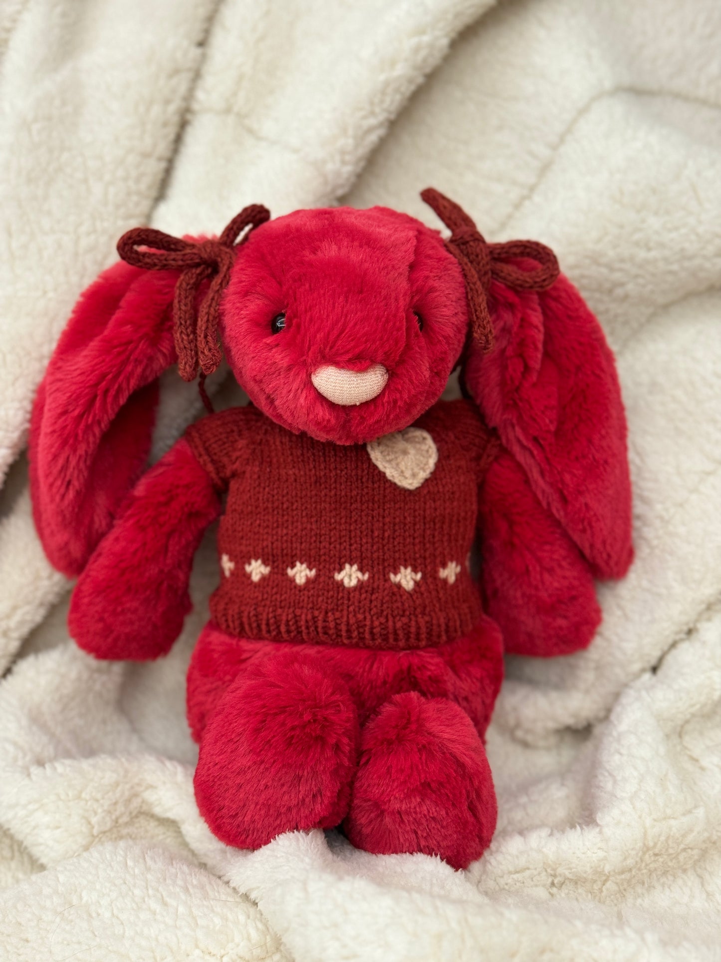 Christmas Red Themed Jumper for Jellycat Littles/Bashful Bunnies