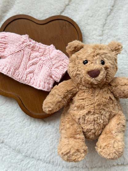 Pink Cable-Knit Jumper for Jellycat Bartholomew Bear – Cozy & Cute Sweater