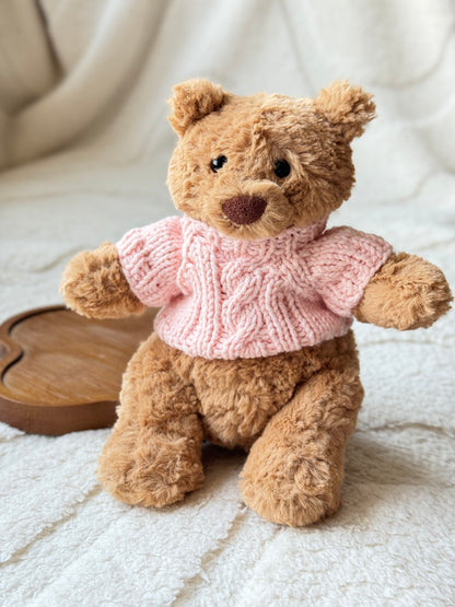 Pink Cable-Knit Jumper for Jellycat Bartholomew Bear – Cozy & Cute Sweater