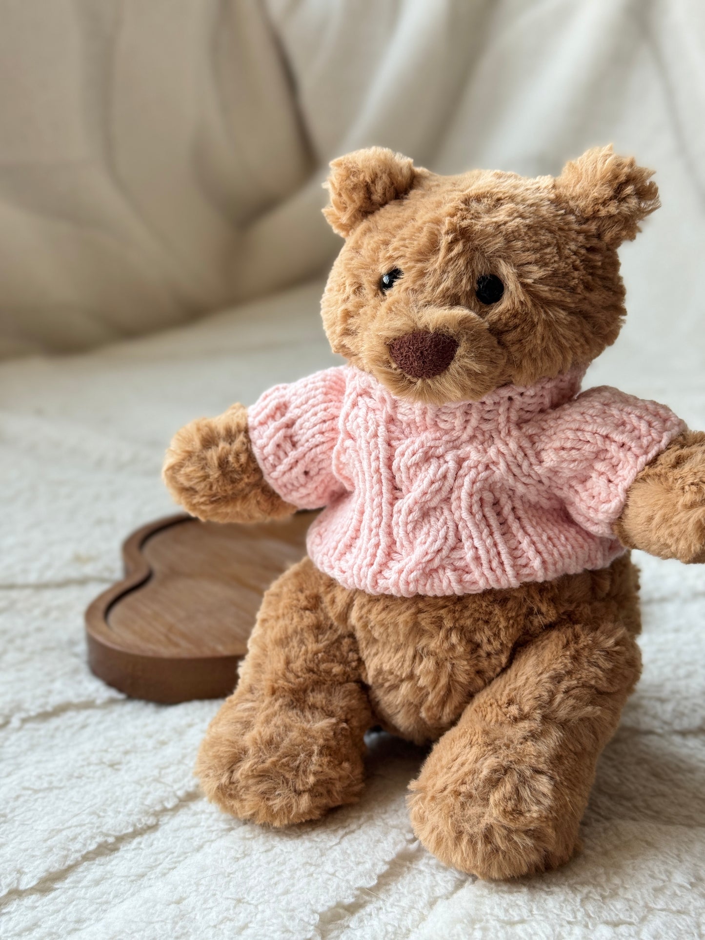Pink Cable-Knit Jumper for Jellycat Bartholomew Bear – Cozy & Cute Sweater