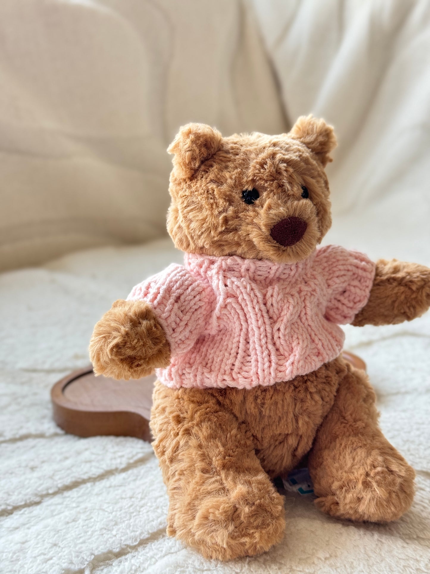 Pink Cable-Knit Jumper for Jellycat Bartholomew Bear – Cozy & Cute Sweater