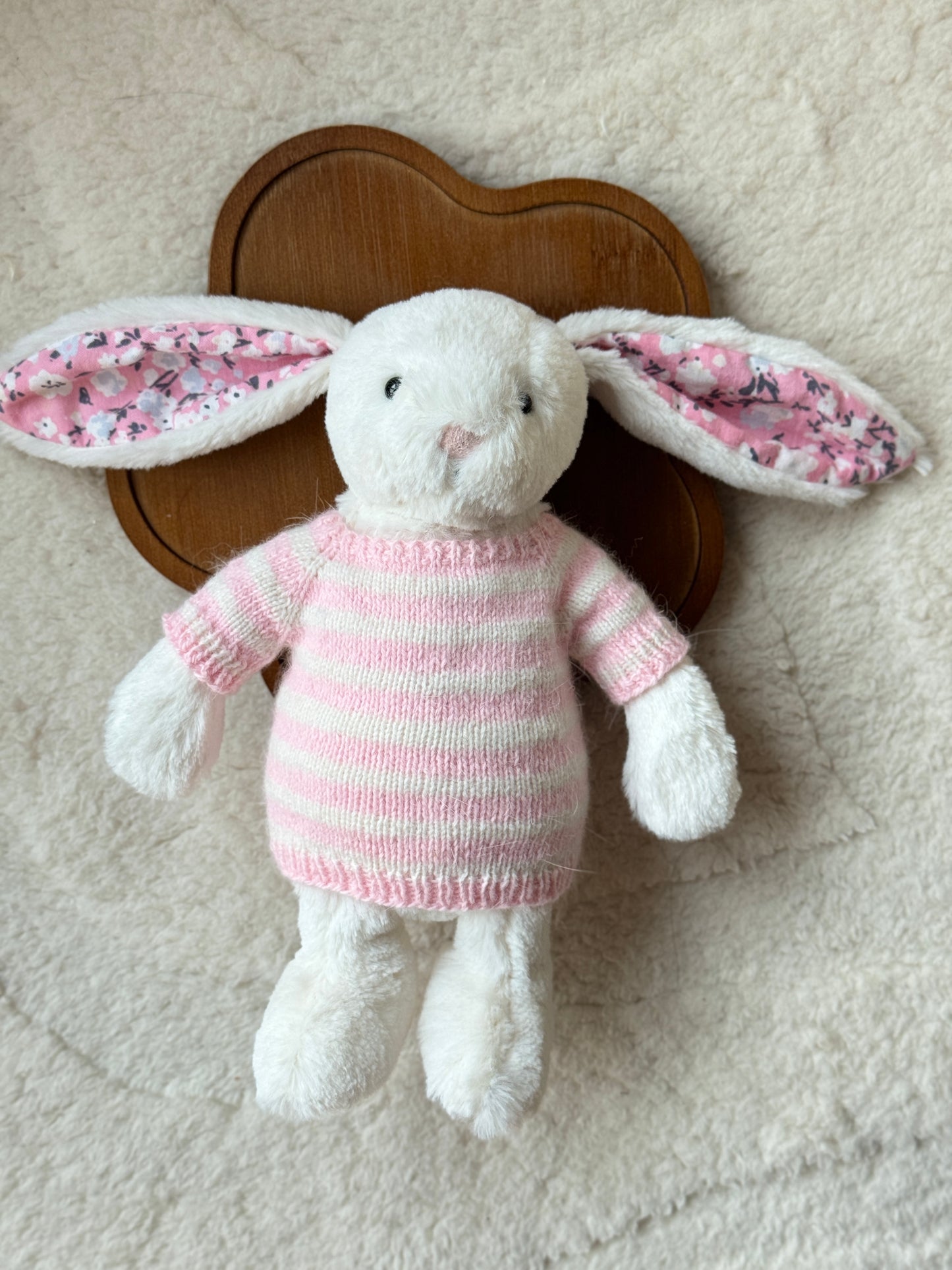 Pink & White Sweater for Jellycat Bashful Bunny (Small)