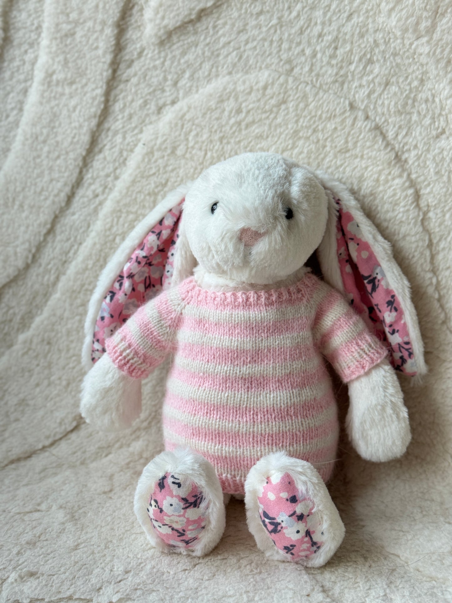 Pink & White Sweater for Jellycat Bashful Bunny (Small)