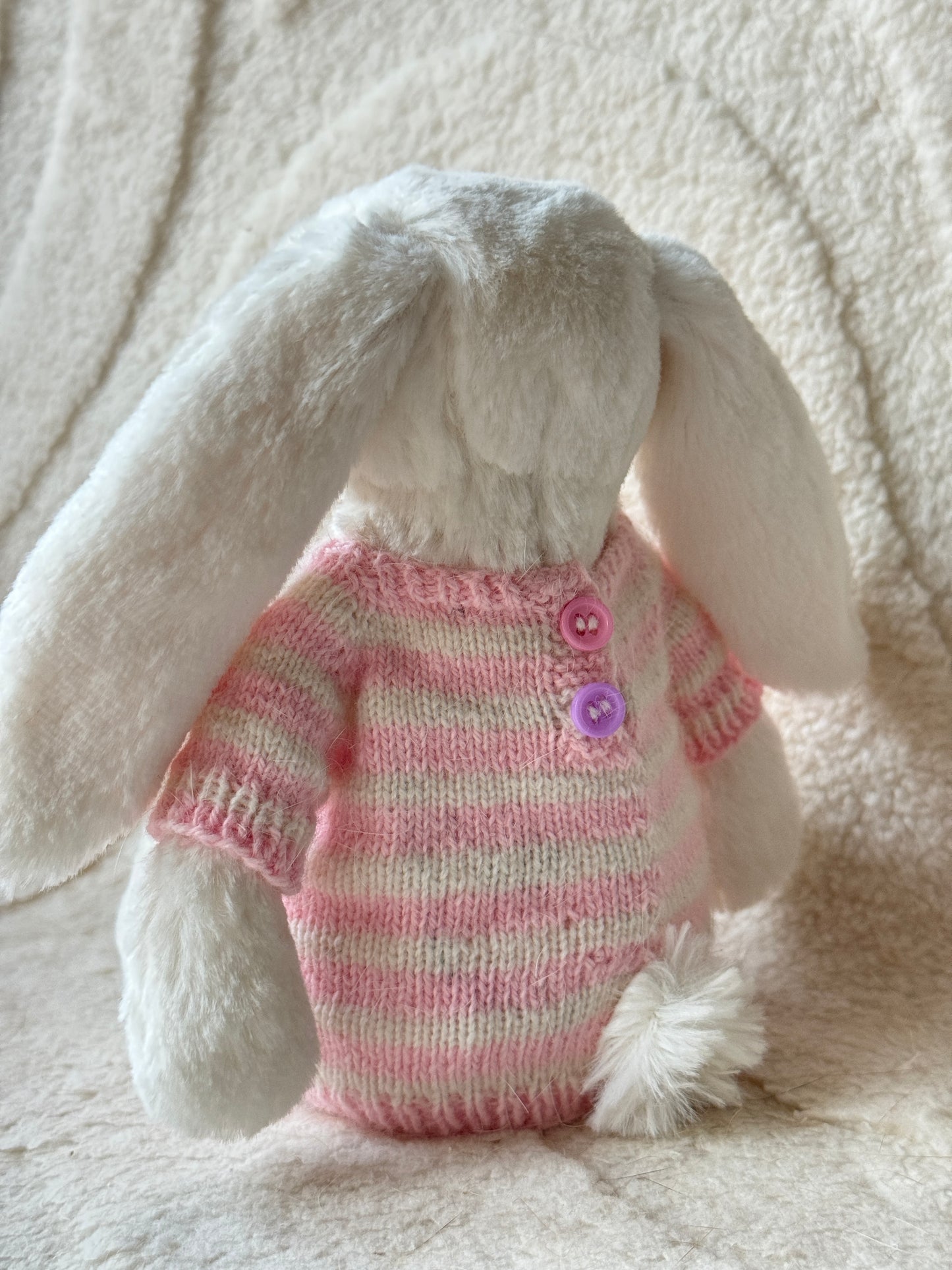 Pink & White Sweater for Jellycat Bashful Bunny (Small)