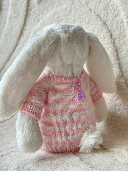 Pink & White Sweater for Jellycat Bashful Bunny (Small)