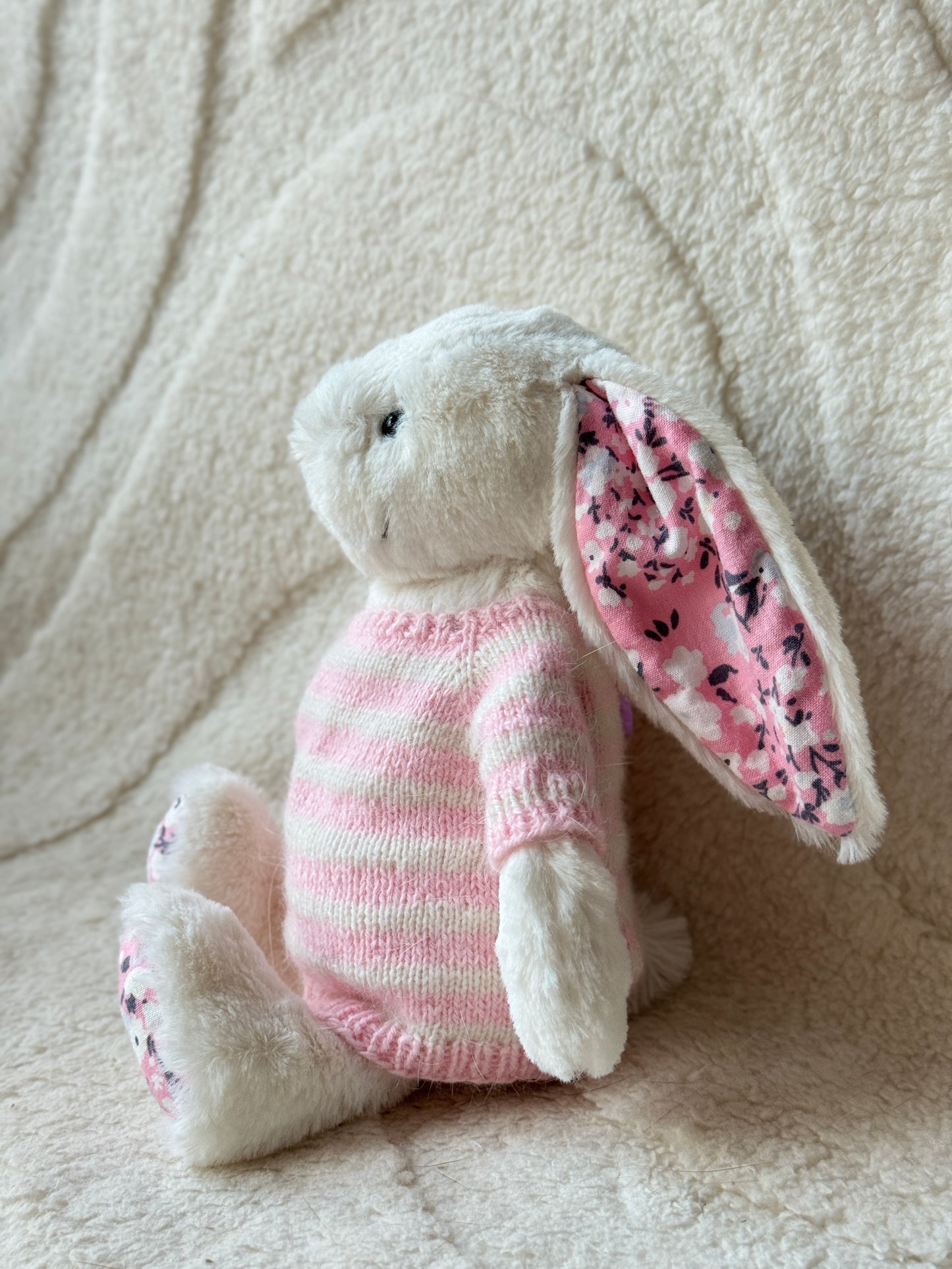 Pink & White Sweater for Jellycat Bashful Bunny (Small)