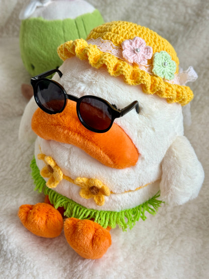 Summer Outfit for Jellycat Dulia Duck & Ricky Rain Frog – Bikini, Grass Skirt & Hat Set