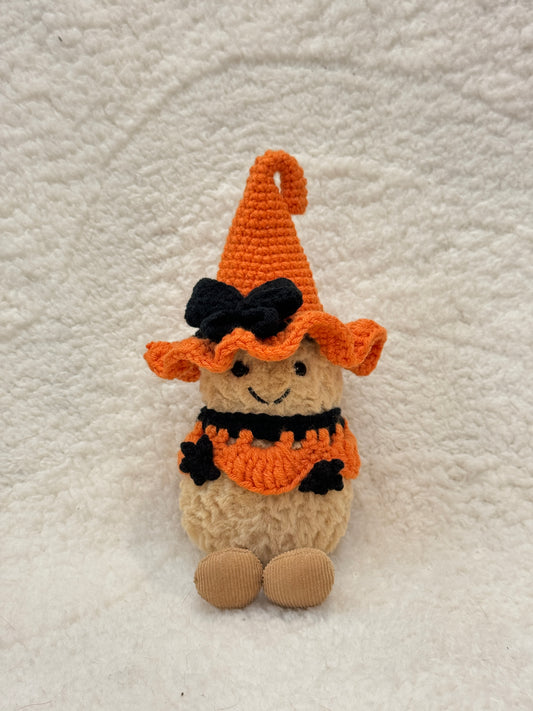 Halloween Witch Hat & Collar Crochet Outfit for Jellycat Plush (Fits 15–18cm)