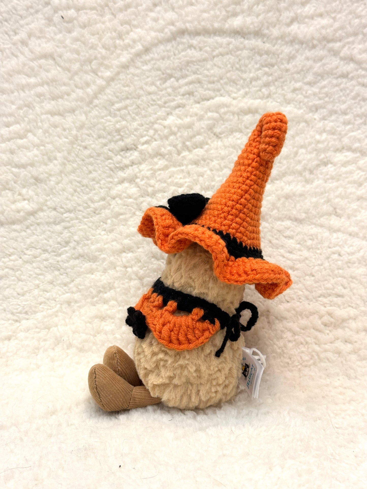 Halloween Witch Hat & Collar Crochet Outfit for Jellycat Plush (Fits 15–18cm)