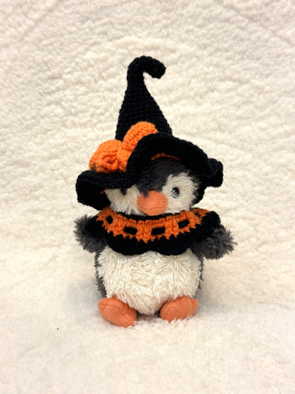 Halloween Witch Hat & Collar Crochet Outfit for Jellycat Plush (Fits 15–18cm)