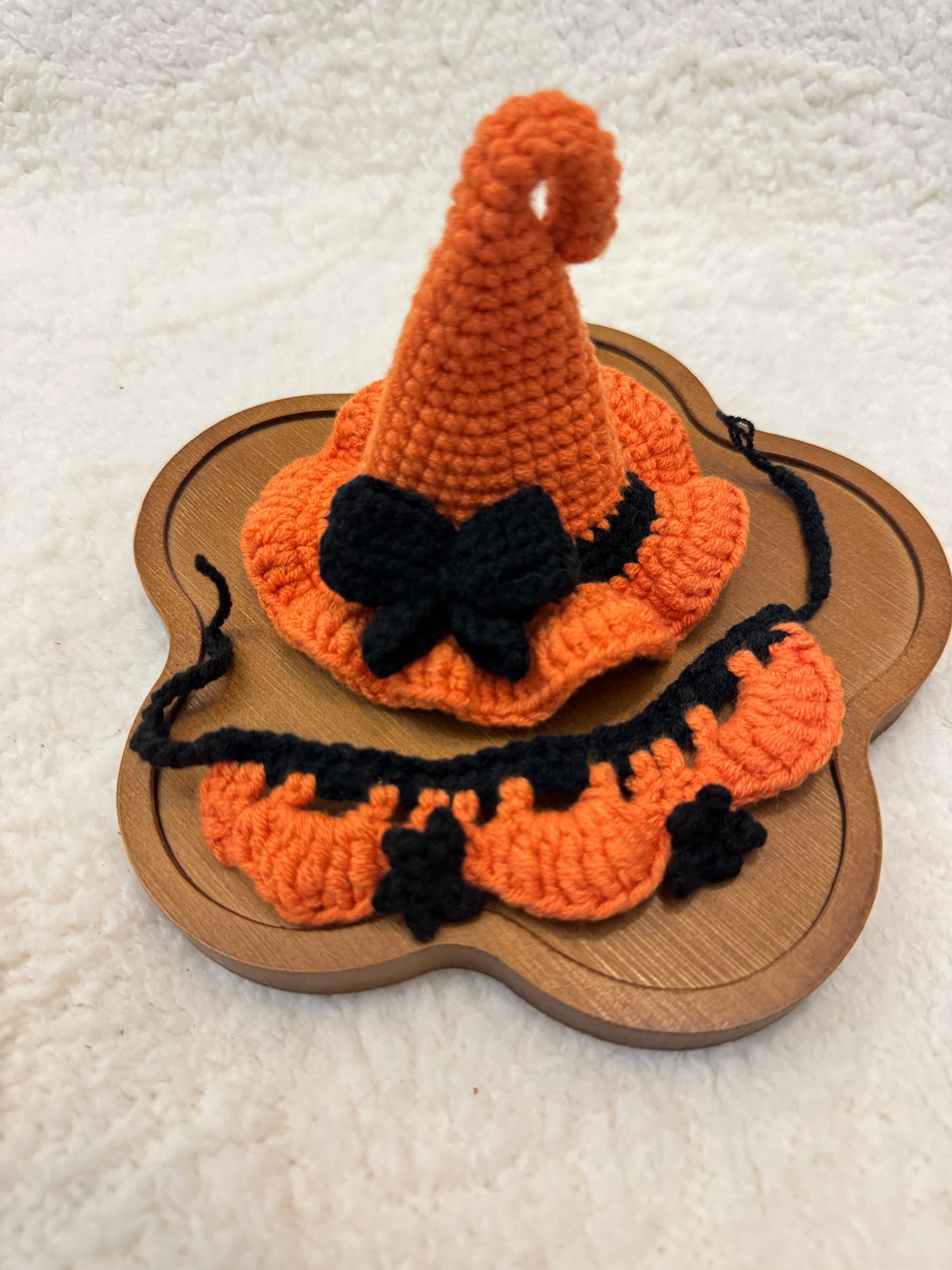 Halloween Witch Hat & Collar Crochet Outfit for Jellycat Plush (Fits 15–18cm)