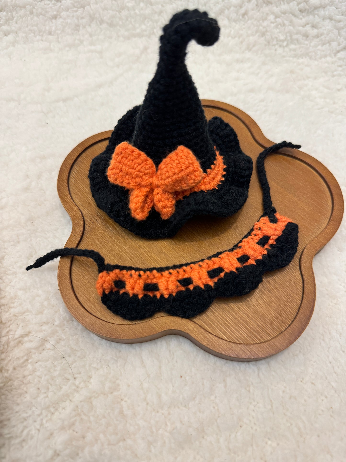 Halloween Witch Hat & Collar Crochet Outfit for Jellycat Plush (Fits 15–18cm)