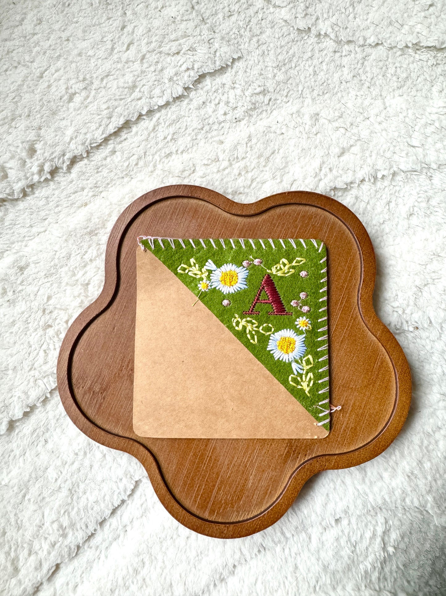 Embroidered Felt Corner Bookmark – Personalized Initial and Floral Design - Birth Flower Gift