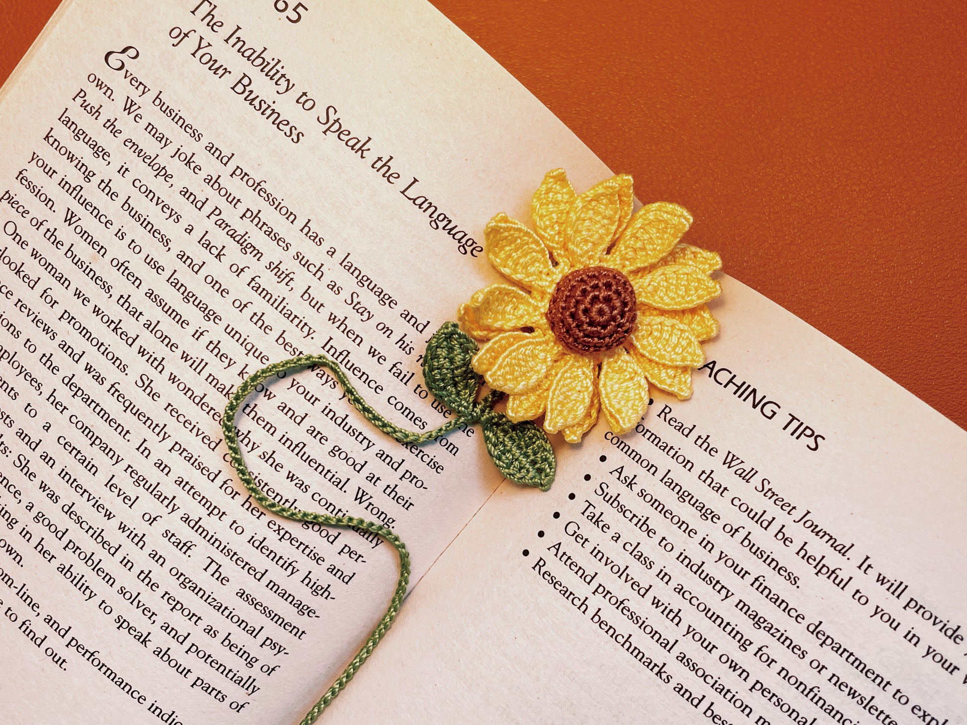 crochetyellowsunflowerbookmark