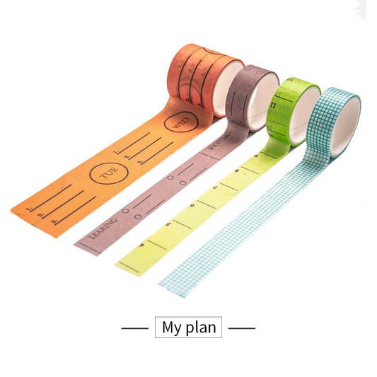 Vintage Lettering and Graphing Washi Tape for Goal Tracking and Planning